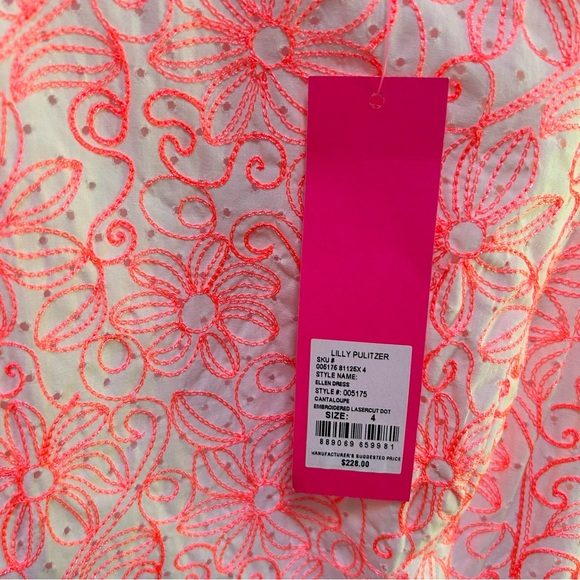 Lilly Pulitzer ~ new ~ Ellen Flounce Dress in Cantaloupe Lasercut Dot in size 4 - Picture 7 of 14